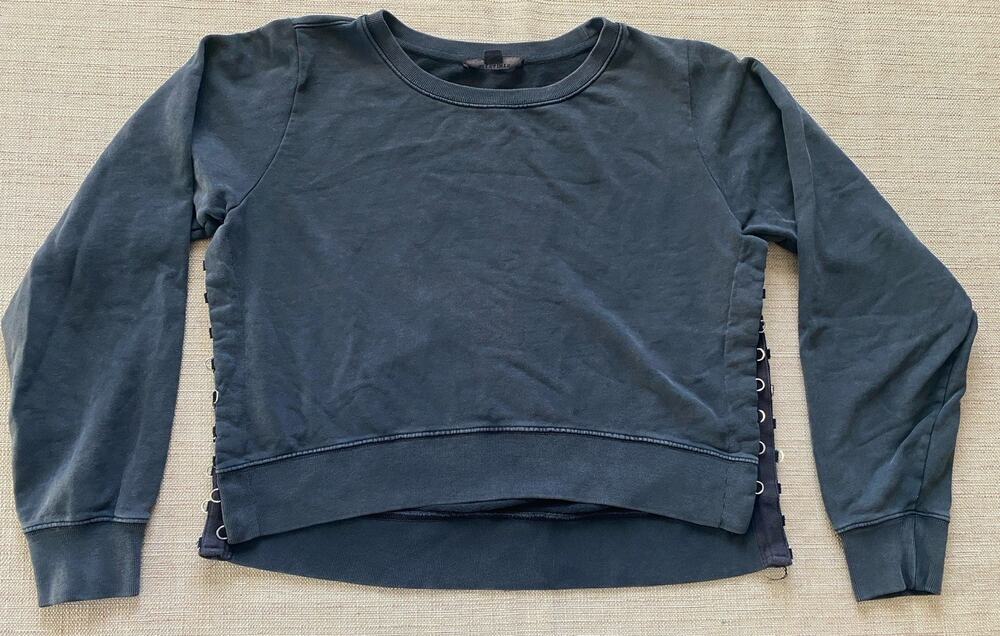 AllSaints Daner Cotton Slit Crewneck Sweater Dark Gray Size L